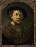 REMBRANDT Harmenszoon van Rijn Bust of a man wearing a cap and a gold chain. Spain oil painting artist
